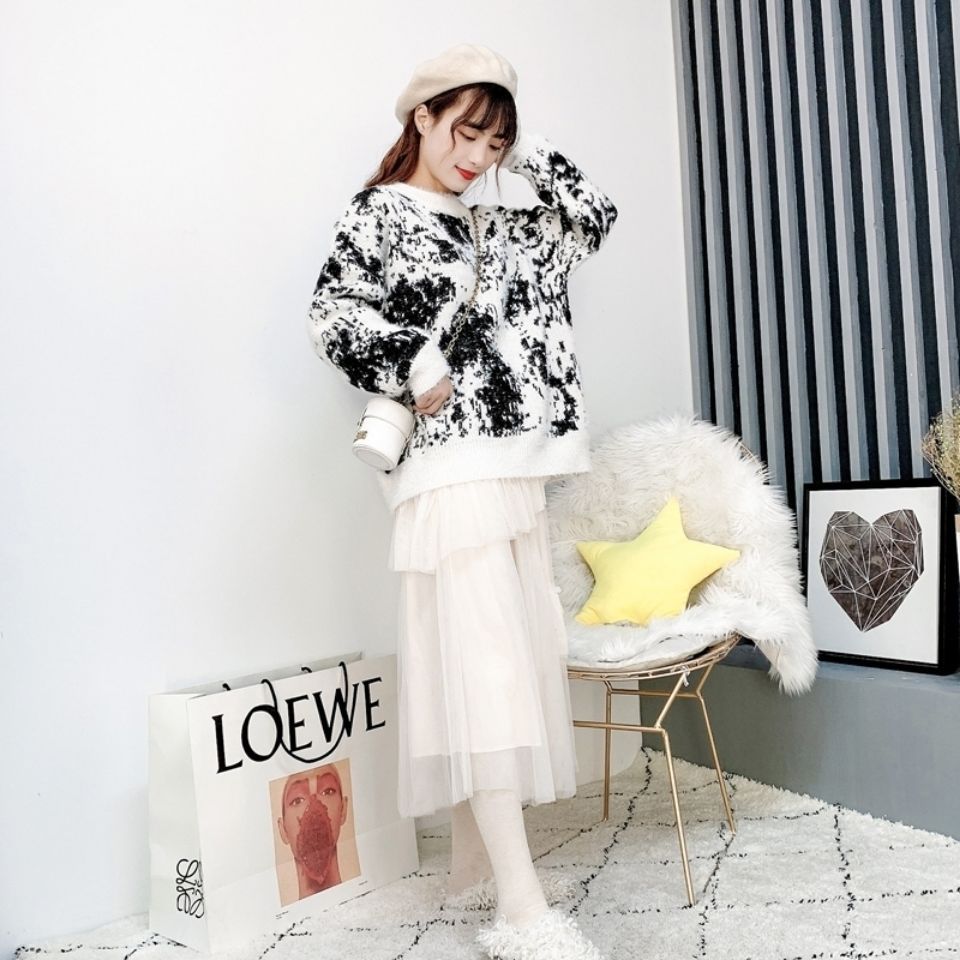 Christmas Sweater Female New Autumn And Winter Round Neck Cover Loose Lazy Wind Knitting