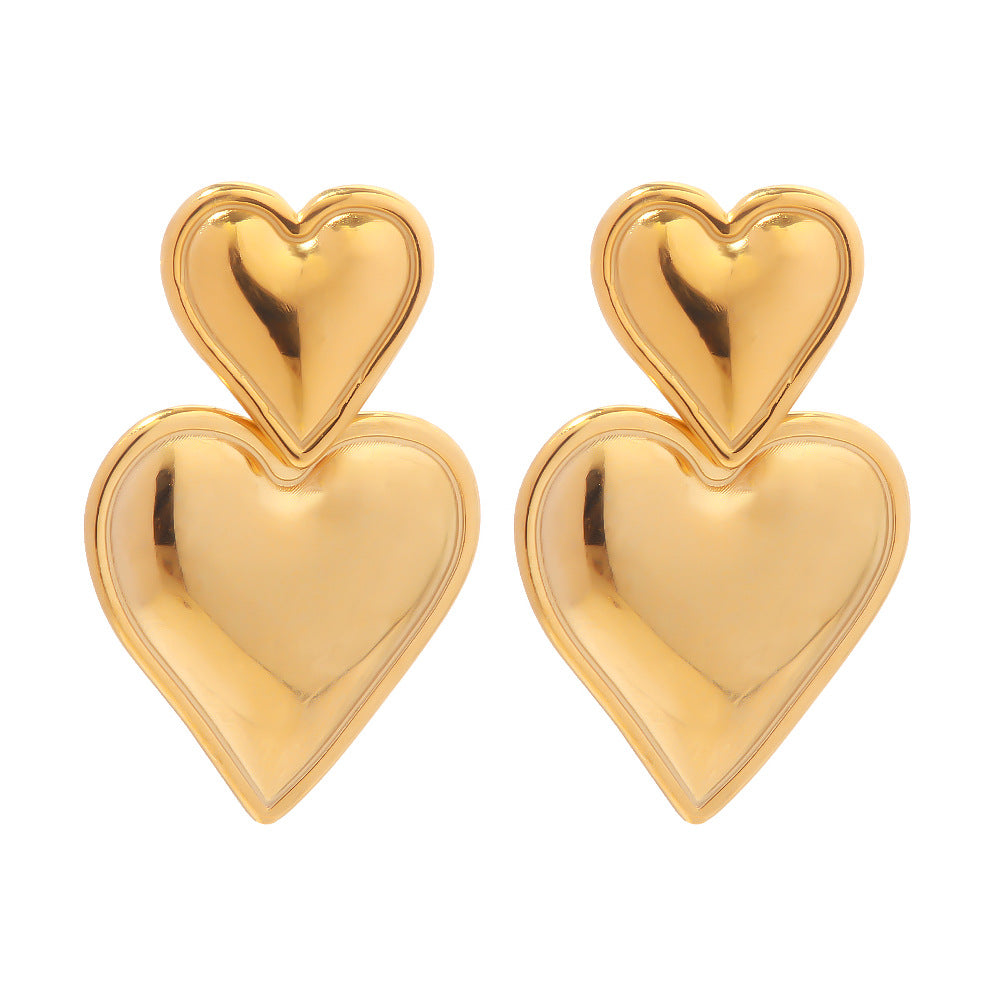 5pcs Accessories 18K Gold Plated Love Pendant Earrings Simple Design Stylish Earrings