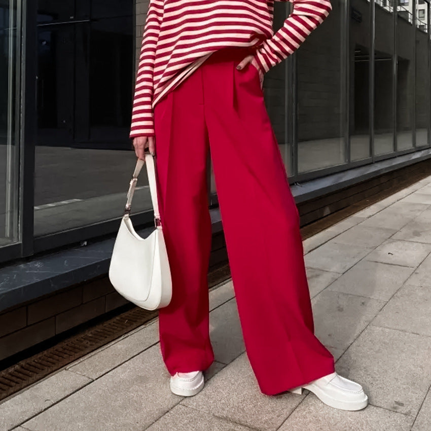 Autumn On The New Women's Fashion Temperament Sense Of Loose High Waist Wide Legs Long Pants With Casual Pants