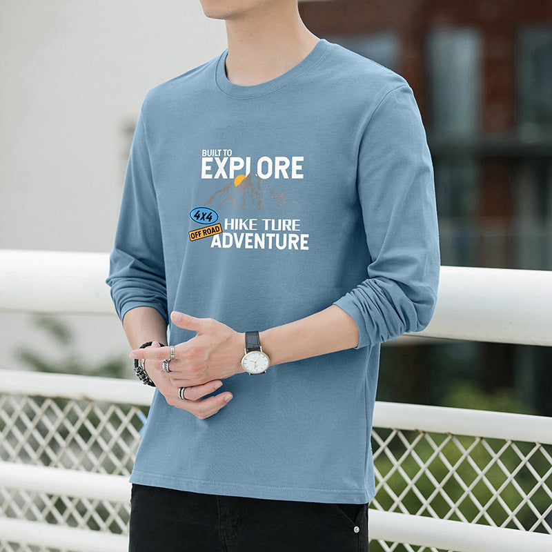 New Autumn Cotton Long-Sleeved T-Shirt Men's Trend Base Shirt Autumn Shirt On Clothing Loose Hoodie Men's Clothing