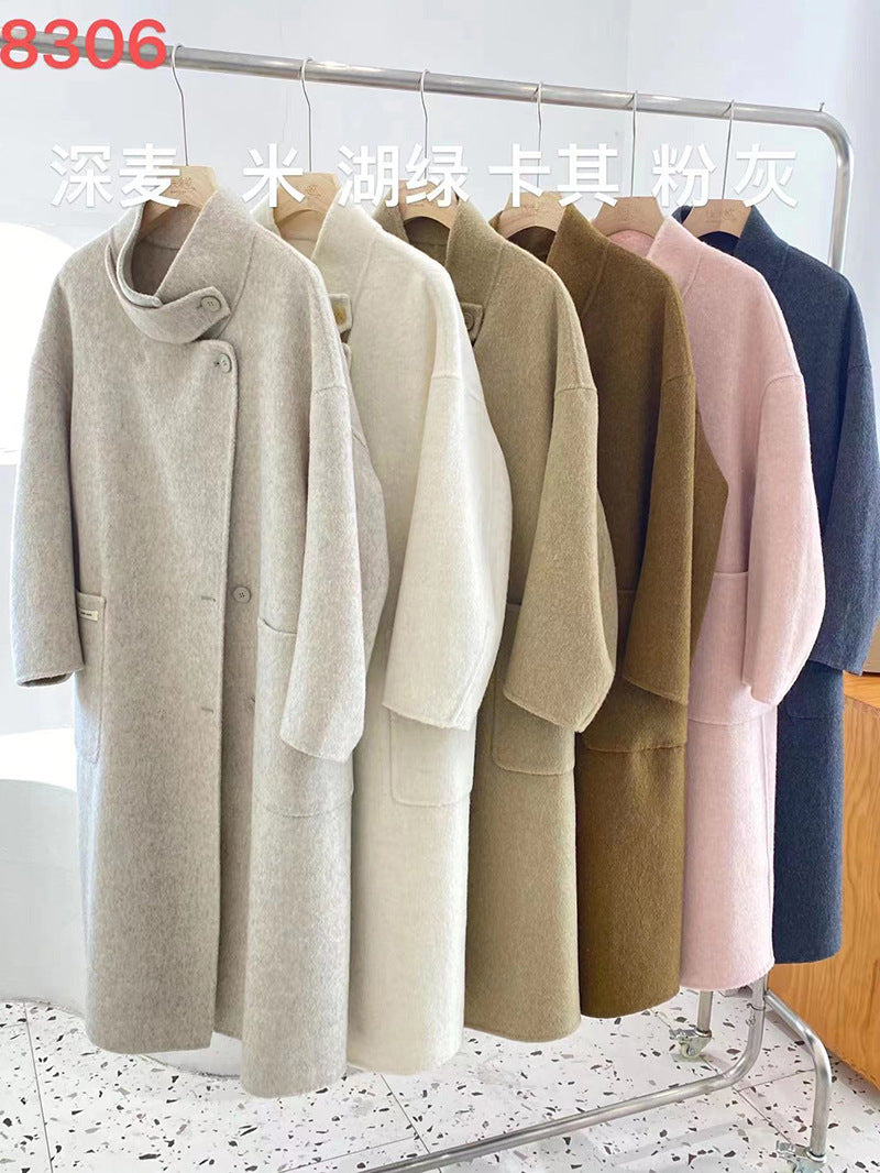 Autumn And Winter Stand Collar East Gate Big Pocket Long Long Wool Double-Sided Wool Coat Women's Coat Top