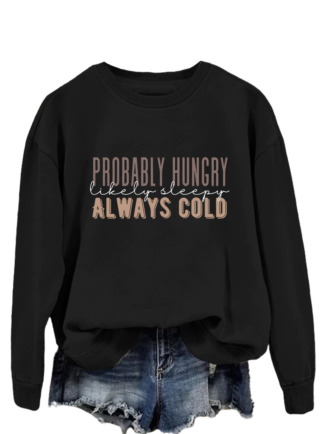 Trendy Tops Are Probably Hungry For Fun Printed Long-Sleeved Hoodies