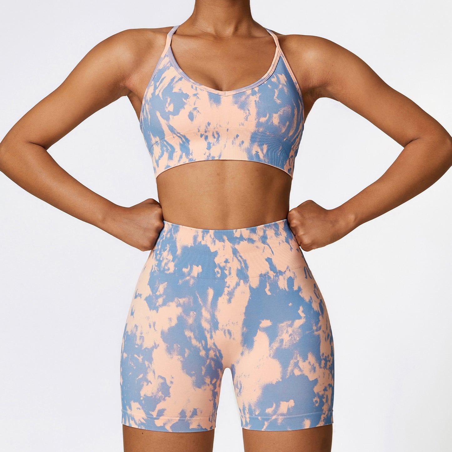 Camouflage Print Seamless Yoga Suit Quick Dry High Waist Running Fitness Tight Sports Suit