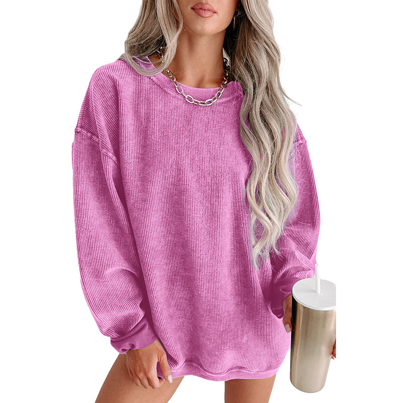 Casual Oversize Solid Color Pullover Woman New Screw Knit Long Sleeve Hoodie Woman In Autumn And Winter