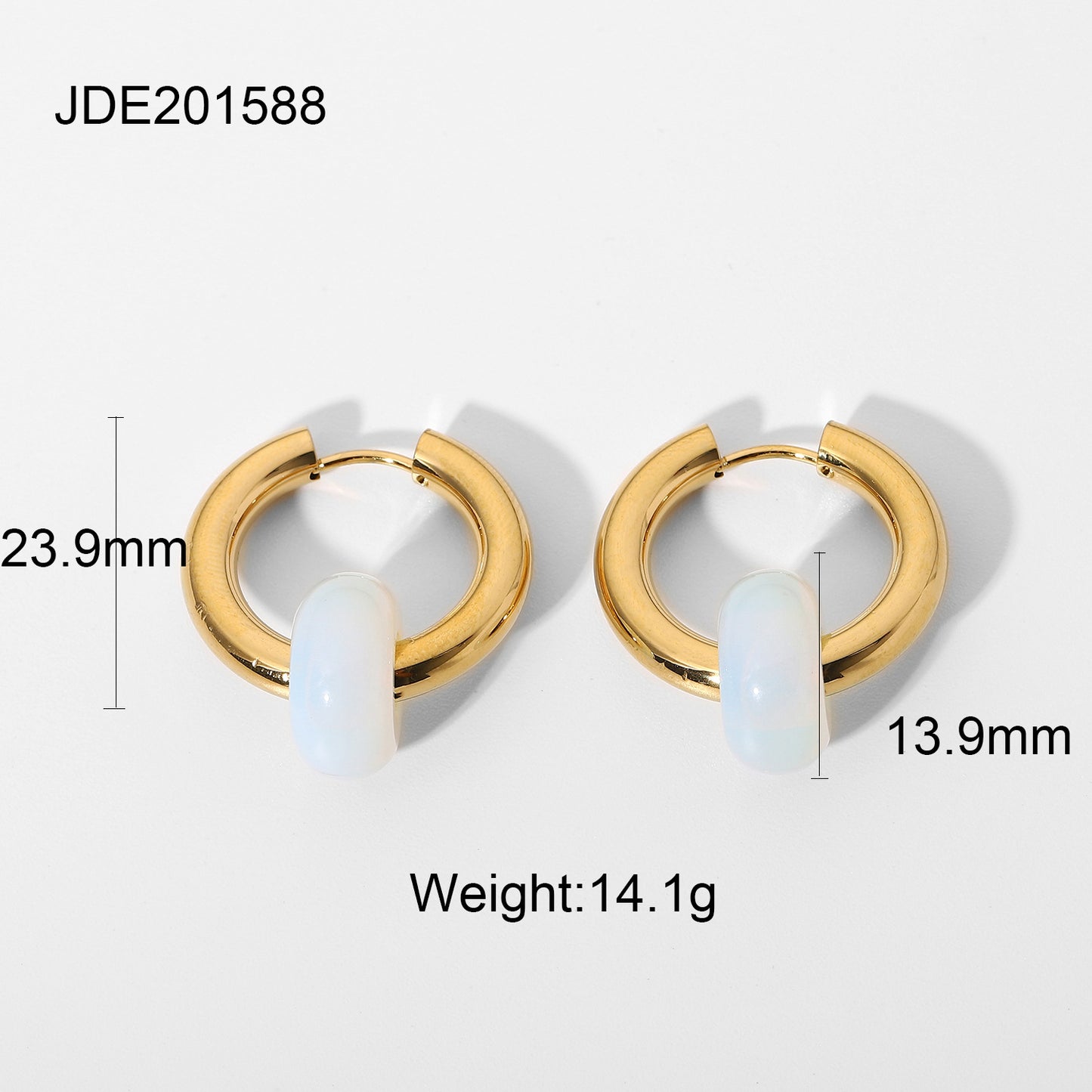 5pcs Same Earrings 18K Gold-Plated Stainless Steel Earrings Double Gold-Plated Colored Stone Earrings For Women