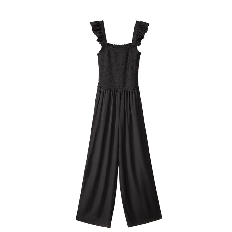 Early Spring New Solid Color High Waist Wide Leg Straight Pants Women Fashion Sleeveless Jumpsuit Women