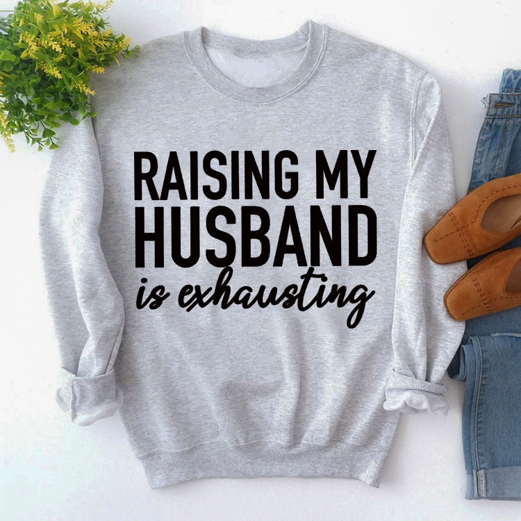 Turtleneck Top With Long Sleeves Raising My Husband's Printed Loose Hoodie