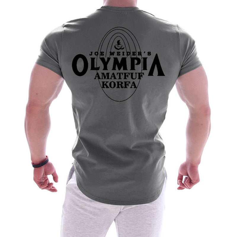 Outdoor Sports Quick Dry Round Neck T-Shirt Large Size Printed Men Short Sleeve Loose Running Fitness