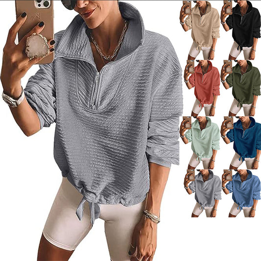 New Autumn Winter Casual Hoodie Zipper Sportswear Fashion Lapel Drawstring Loose Pullover Long Sleeve