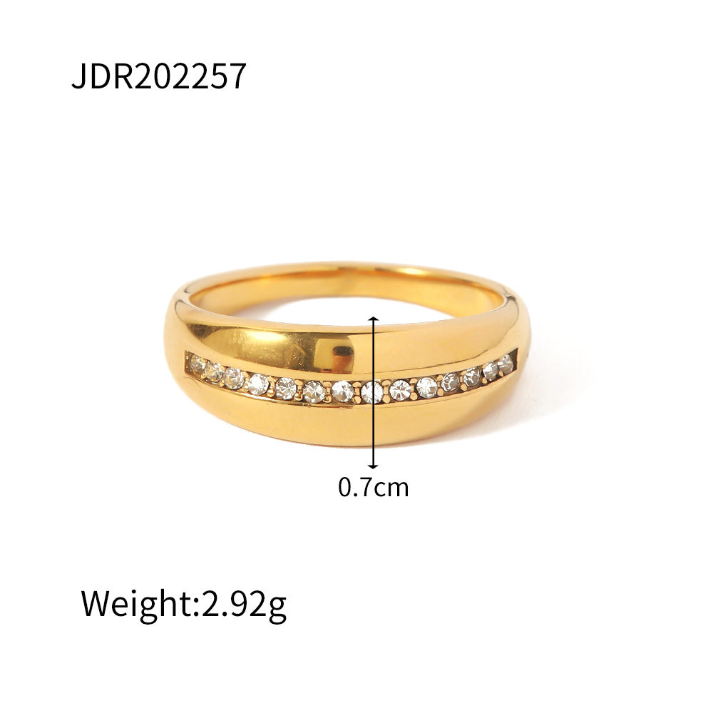 5 pcs Fashion Zircon Ring 18K Gold Plated Stainless Steel Ring Jewelry for Women