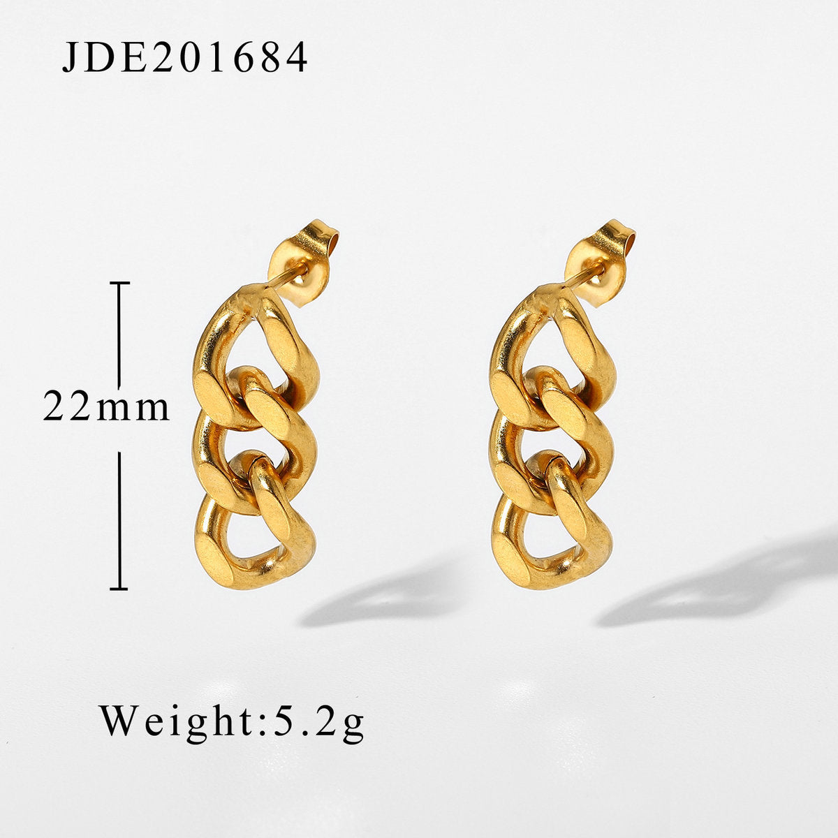 5 pairs Titanium Steel Earrings Long Cuban Chain Earrings Accessories 18K Gold Stainless Steel Earrings For Women