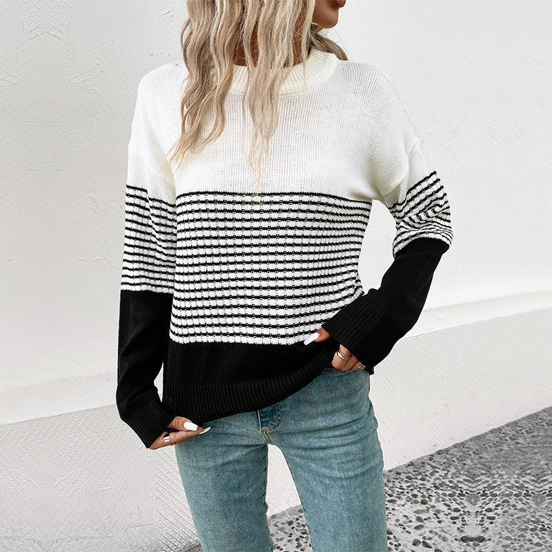 New Autumn And Winter Fashion Women's Striped Color Sweater