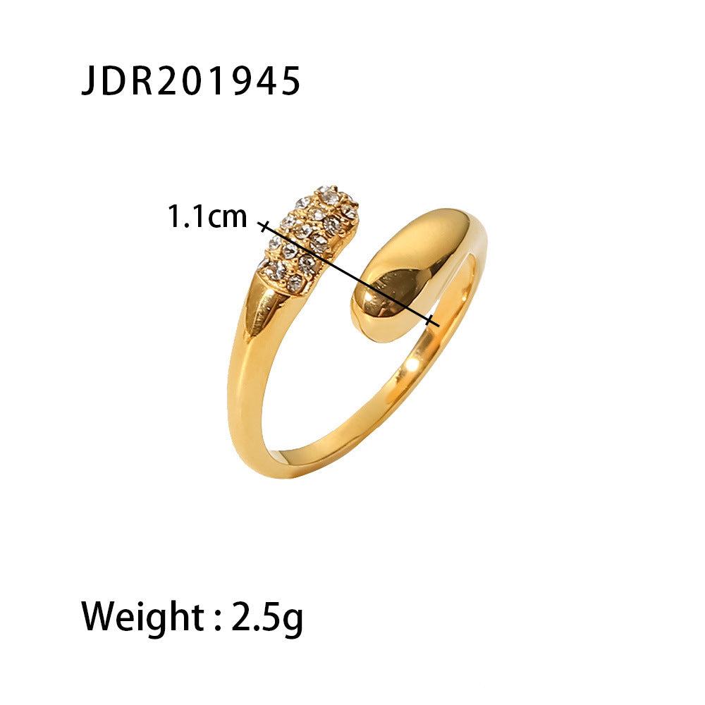 5pcs Niche Design Advanced Sense Micro Inset Zircon Geometry Ring Women's Cold Open Ring