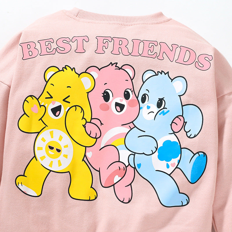 Long Sleeve Hoodie For Girls Printed Cute Pullover Hoodie Autumn Cotton Cartoon Children's Top