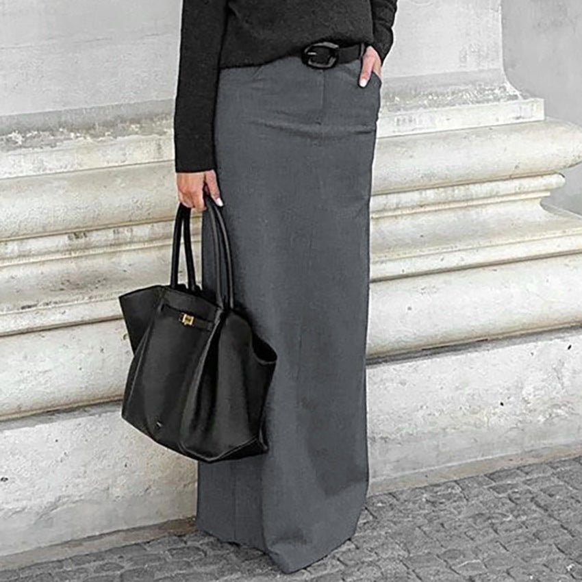 Grey Skirt Autumn And Winter New Commuter Skirt Fashion Temperament Women's Dress