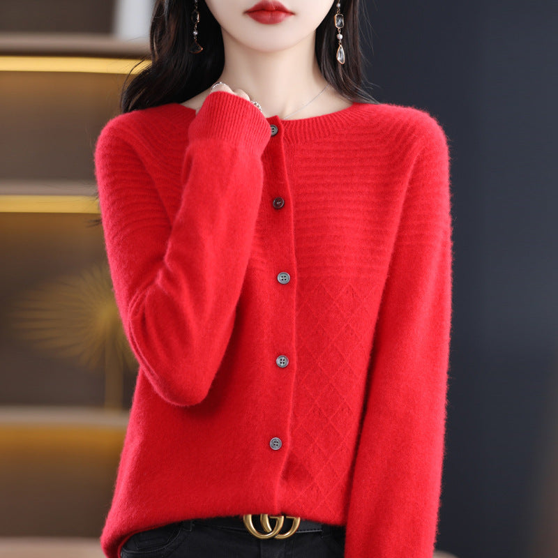 Seamless 100 Wool Cardigan Women's New Spring Sweater Women Seamless Integrated Cashmere Sweater Knit Coat