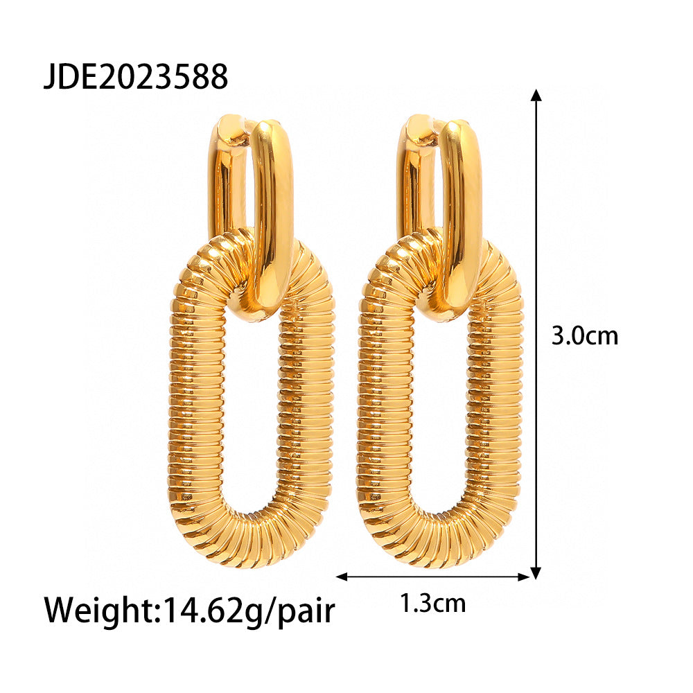 5pcs New Exaggerated 18K Gold Plated Stainless Steel Chain Earrings Accessory High Fashion Earrings