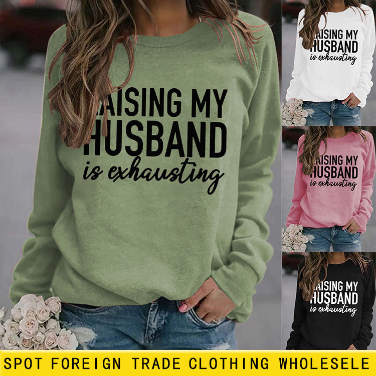 Turtleneck Top With Long Sleeves Raising My Husband's Printed Loose Hoodie