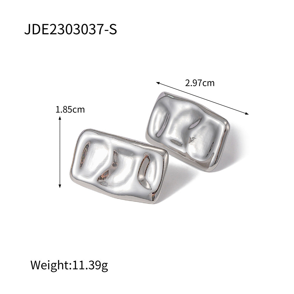 5pcs Steel Color Stainless Steel Smooth Hollow Earrings Blogger With Fashion All Round Hoop Earrings Girl