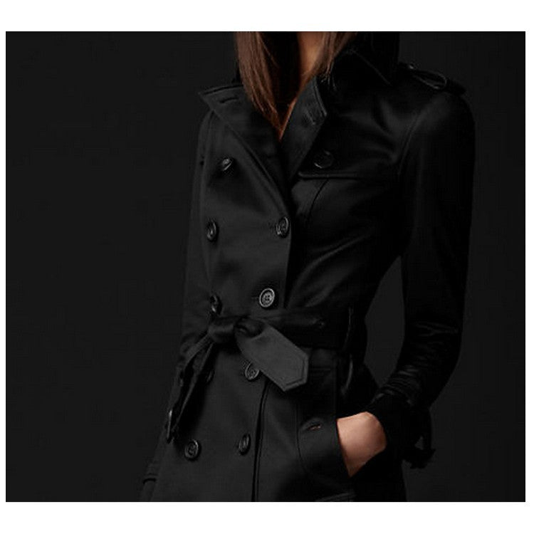 Spring And Autumn Coat Women's Long Coat Fashion Trend Double Breasted Slim Long Trench Coat