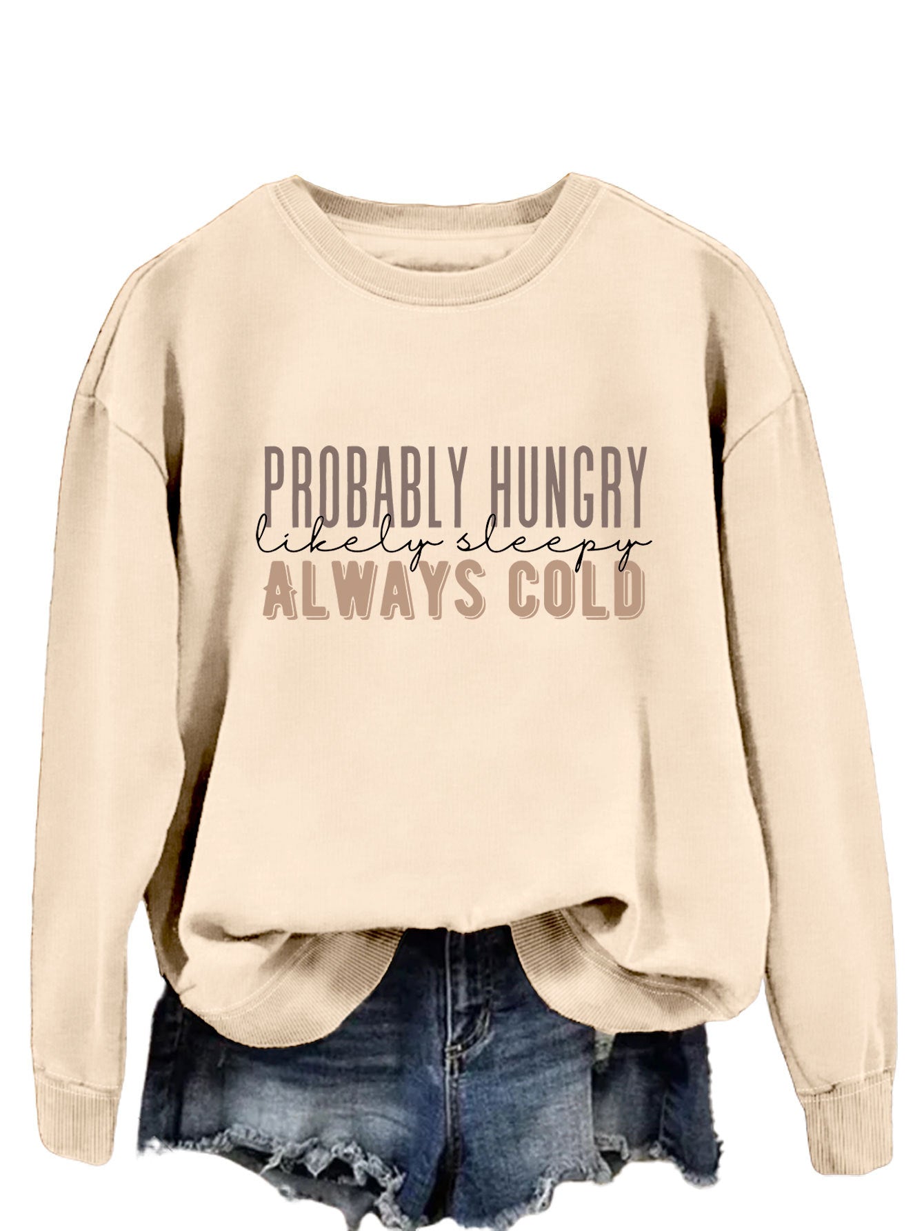 Trendy Tops Are Probably Hungry For Fun Printed Long-Sleeved Hoodies