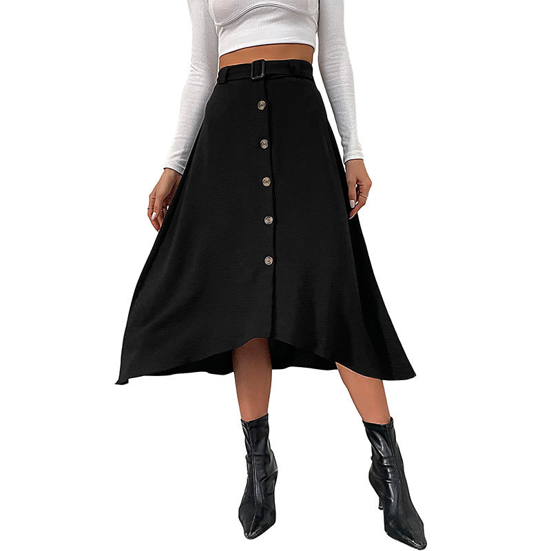 New Fashion Women Solid Color Skirt Length