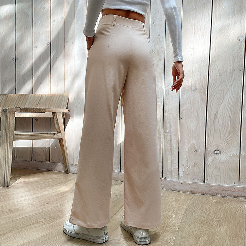 New Spring And Autumn Women's Casual Pants Splicing Commuter Wind Wide-Leg Pants