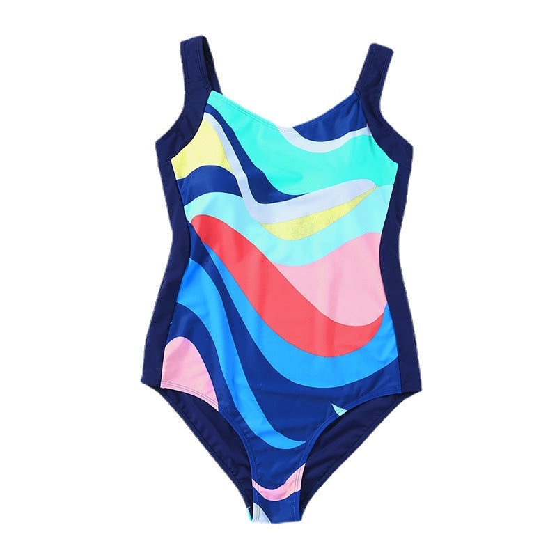 Summer New Color Print One-Piece Swimsuit For Women Tight Conservative Swimsuit