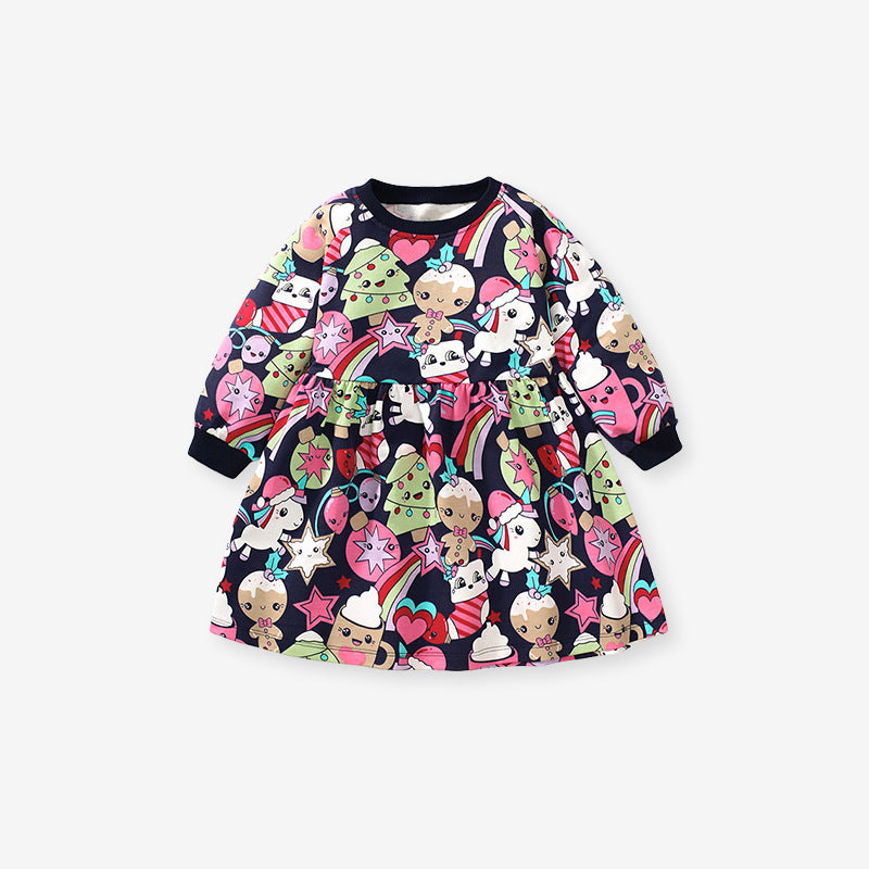 Autumn Long-Sleeved Girls' Dress Pure Cotton Watermark Children's Dress Children's Dress