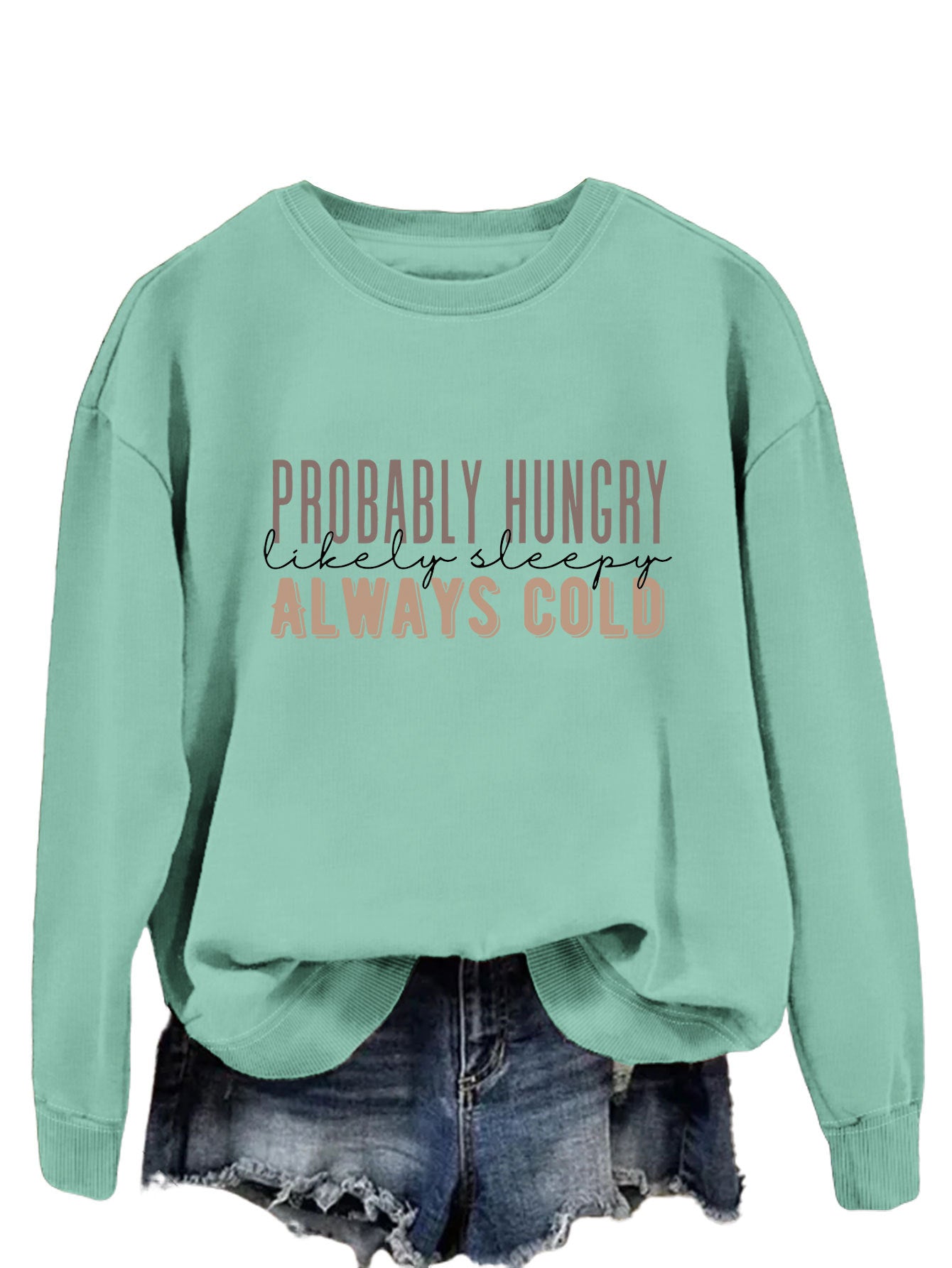 Trendy Tops Are Probably Hungry For Fun Printed Long-Sleeved Hoodies