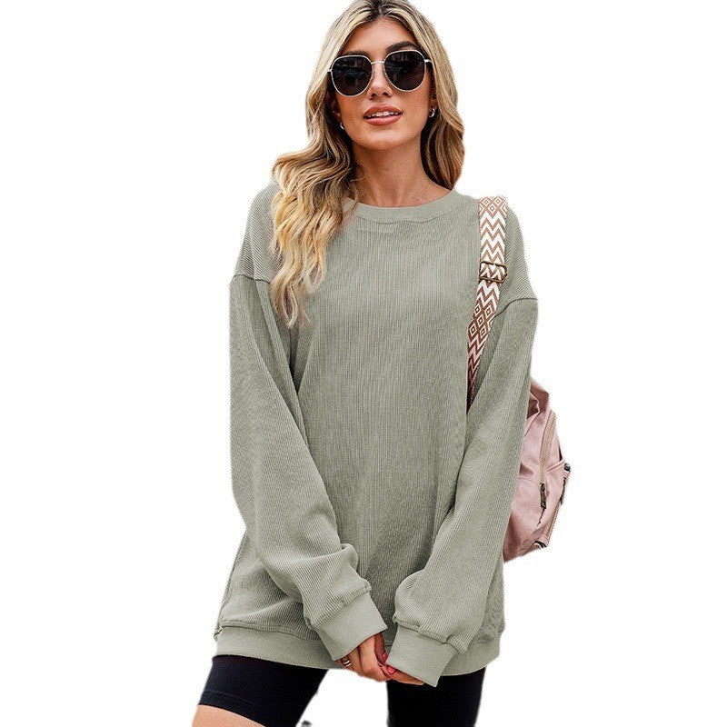 Casual Oversize Solid Color Pullover Woman New Screw Knit Long Sleeve Hoodie Woman In Autumn And Winter