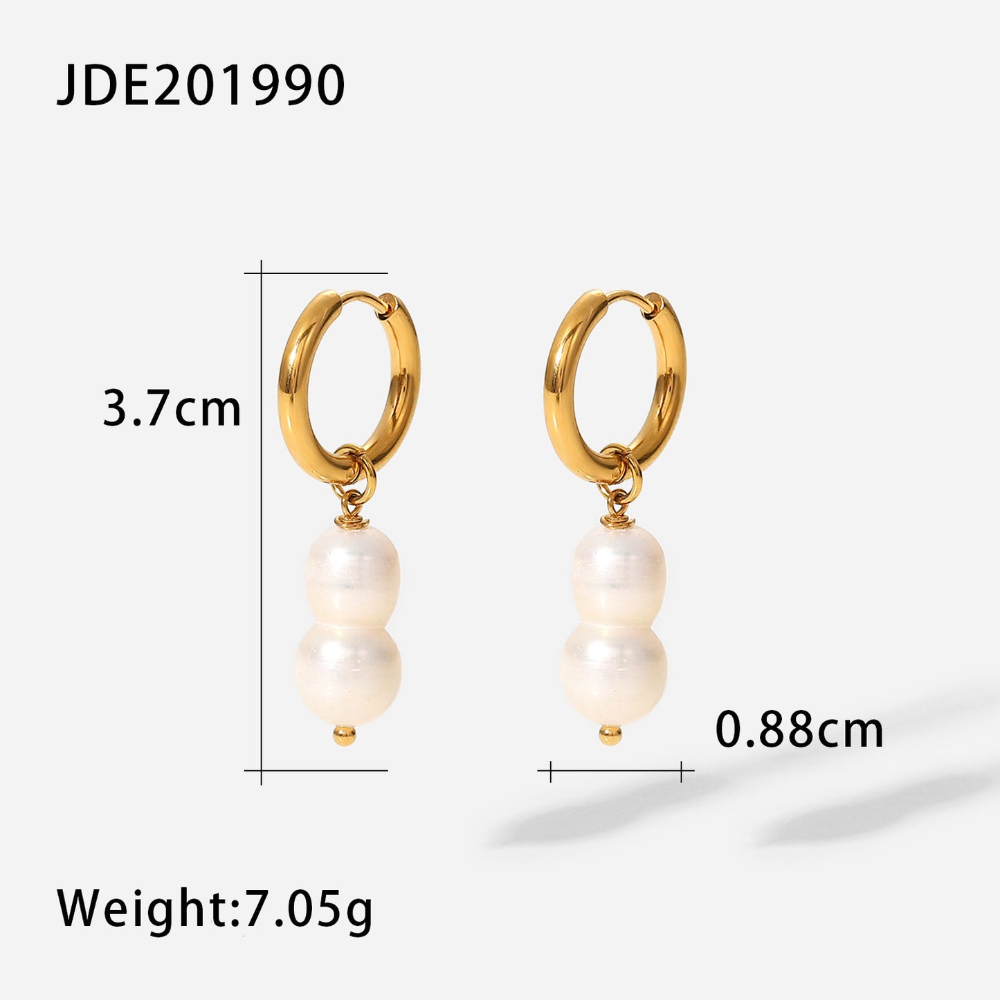 5pcs New 18K Gold Stainless Steel Earrings Fashion Style Light Pearl Pendant Earrings Temperament Women's Earrings