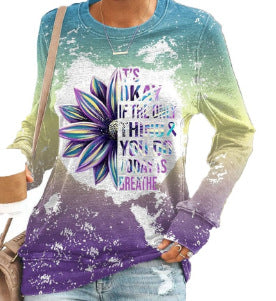 Autumn And Winter Christmas Print Round Neck Pullover Long Sleeve Fleece Hoodie Woman