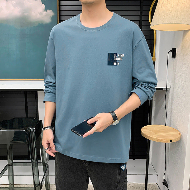 New Autumn Cotton Long-Sleeved T-Shirt Men's Trend Base Shirt Autumn Shirt On Clothing Loose Hoodie Men's Clothing