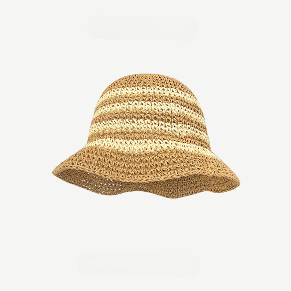 Little Fresh Striped Seaside Holiday Braided Straw Hat Women's Summer Shade Basin Hat Sun Block Hat Fisherman Hat Tide