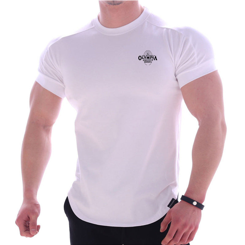 Outdoor Sports Quick Dry Round Neck T-Shirt Large Size Printed Men Short Sleeve Loose Running Fitness