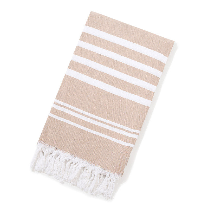 New Turkish Color Bath Towel Tassel Striped Yarn-Dyed Beach Towel Cotton Children's Towel Can Be Customized