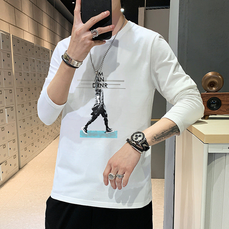 New Autumn Cotton Long-Sleeved T-Shirt Men's Trend Base Shirt Autumn Shirt On Clothing Loose Hoodie Men's Clothing