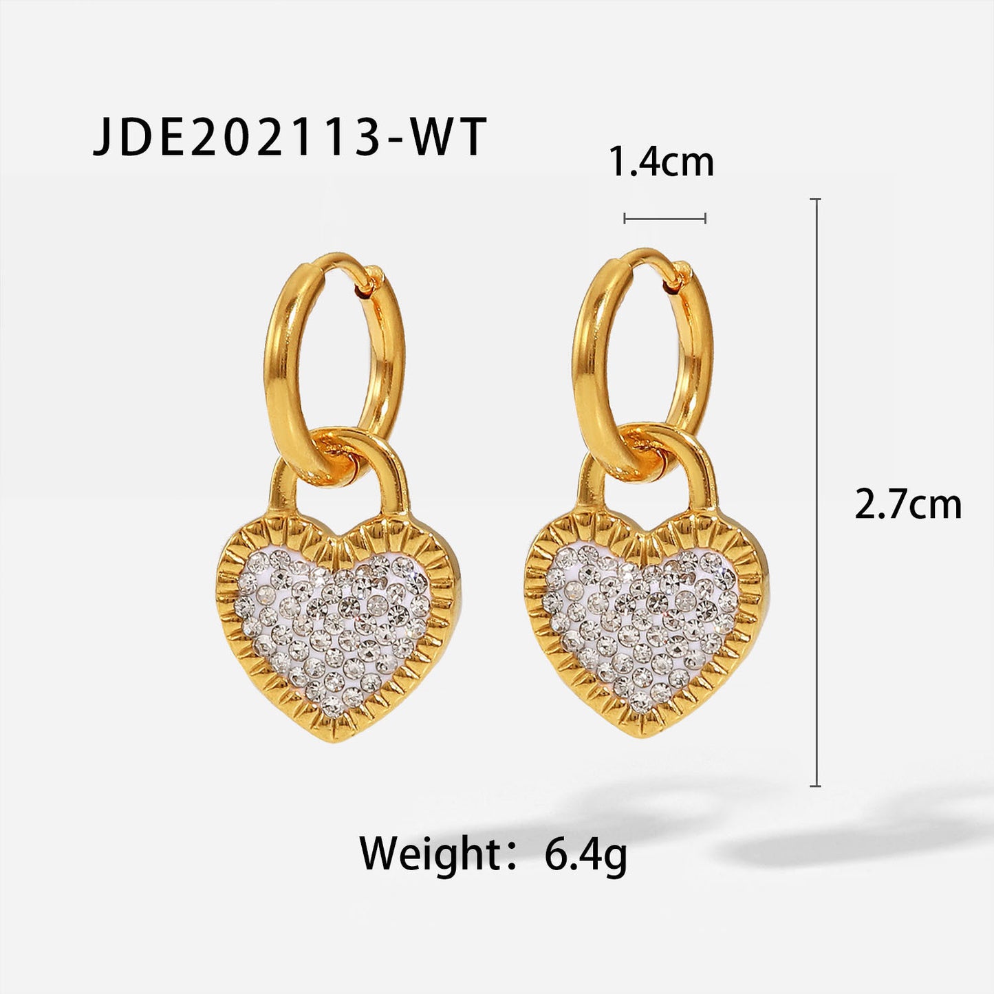 5pcs Fashion Niche Design Zircon Love Stainless Steel Earrings With Exquisite High-Grade Earrings Titanium Steel Earrings