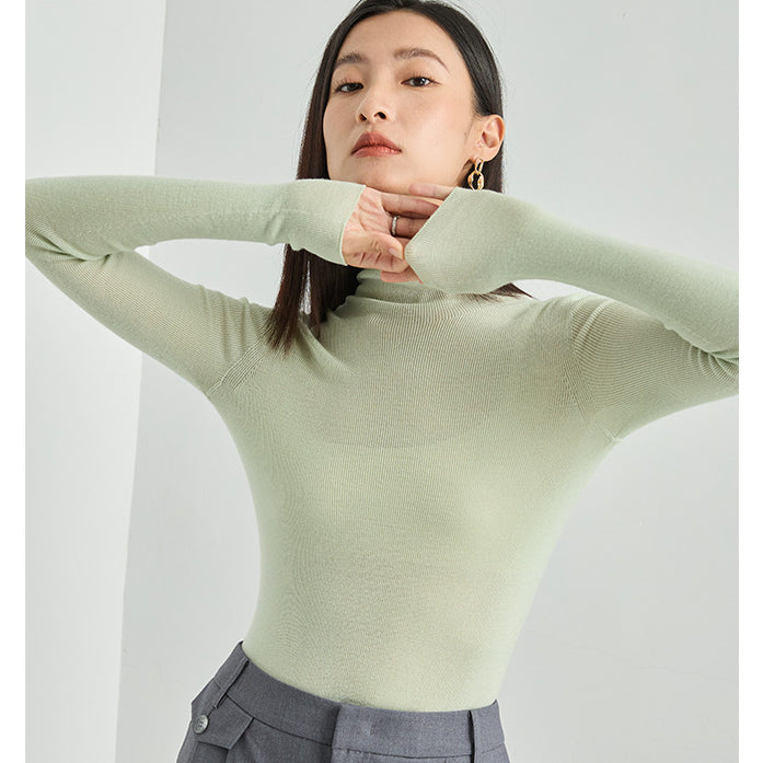 Soft Waxy Ultra Fine 18-Stitch Woolen Sweater New Seamless All-Wool Base Sweater All-Match Knitwear Women