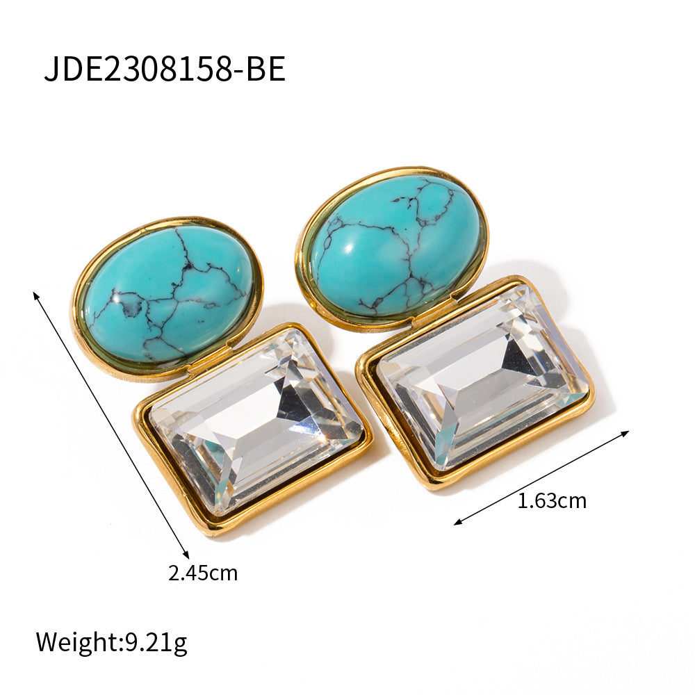 5pcs Titanium Steel Double-Layer Earrings Earrings Stud New Fashion Temperament Niche Design Women's High-Grade Earrings