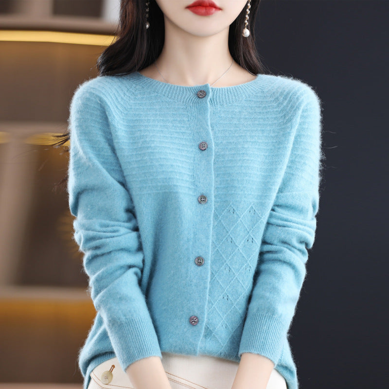 Seamless 100 Wool Cardigan Women's New Spring Sweater Women Seamless Integrated Cashmere Sweater Knit Coat