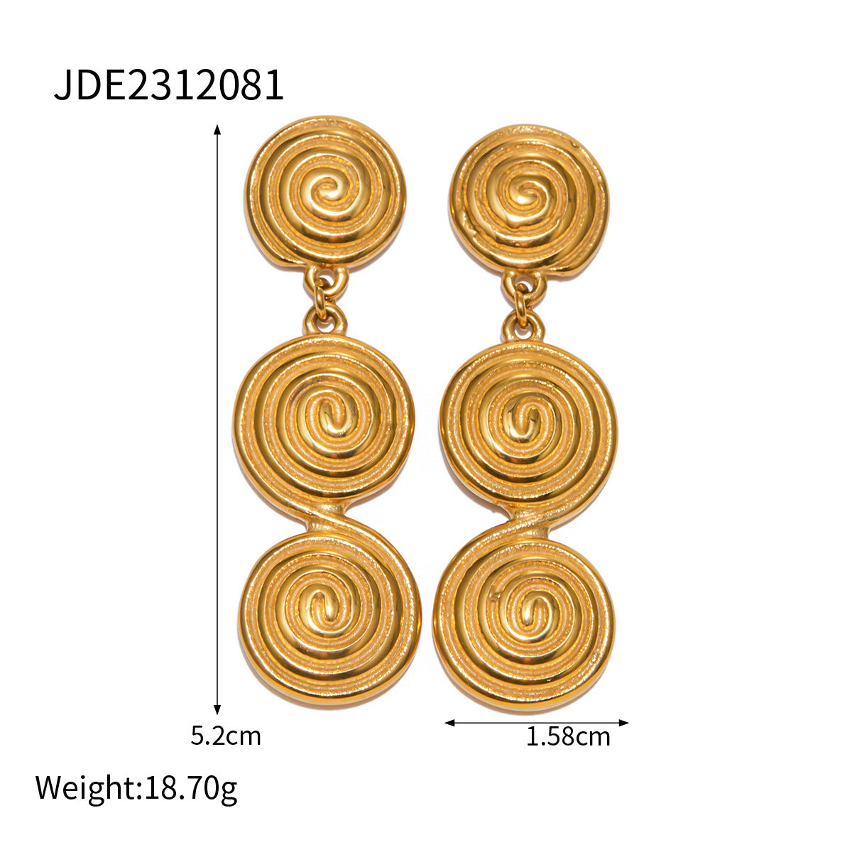 5pcs New 18K Gold Stainless Steel Thread Loop Pendant Earrings Jewelry Fashion Personality Earrings