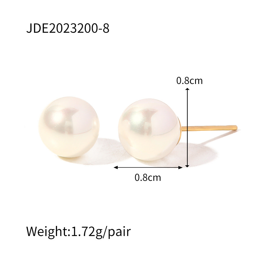 5pcs Gold Vintage Brushed Round Ball Earrings Niche Design Sense Of High-Grade Earrings Women's New Pearl Earrings