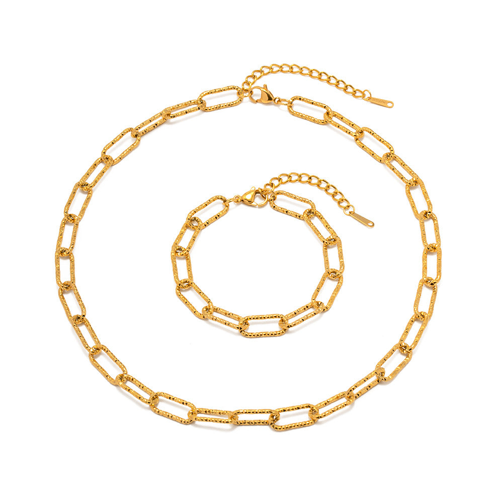 5pcs Style 18K Gold Stainless Steel Square Chain Bracelet With All-In-One Color Bracelet Accessories