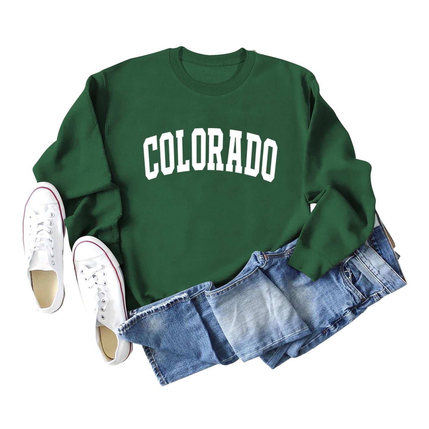 Autumn And Winter Colorado Pattern Letter Printed Casual Long-Sleeved Crew-Neck Hoodie