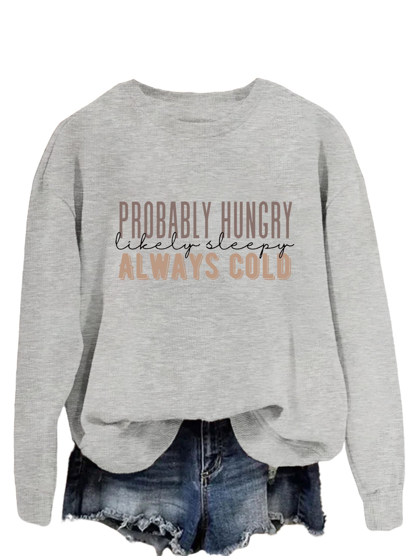 Trendy Tops Are Probably Hungry For Fun Printed Long-Sleeved Hoodies