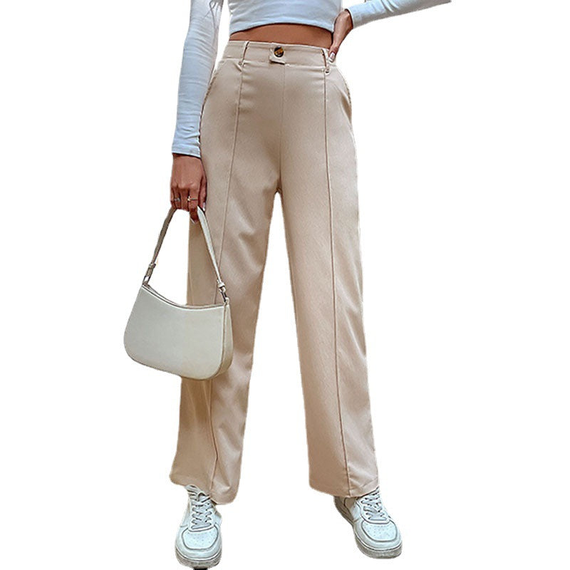 New Spring And Autumn Women's Casual Pants Splicing Commuter Wind Wide-Leg Pants