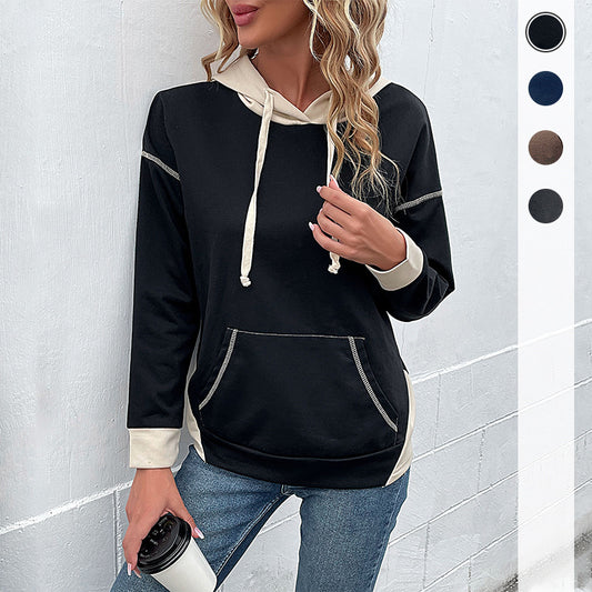 New Women's Long-Sleeved Color Collocation Autumn Hoodie Woman