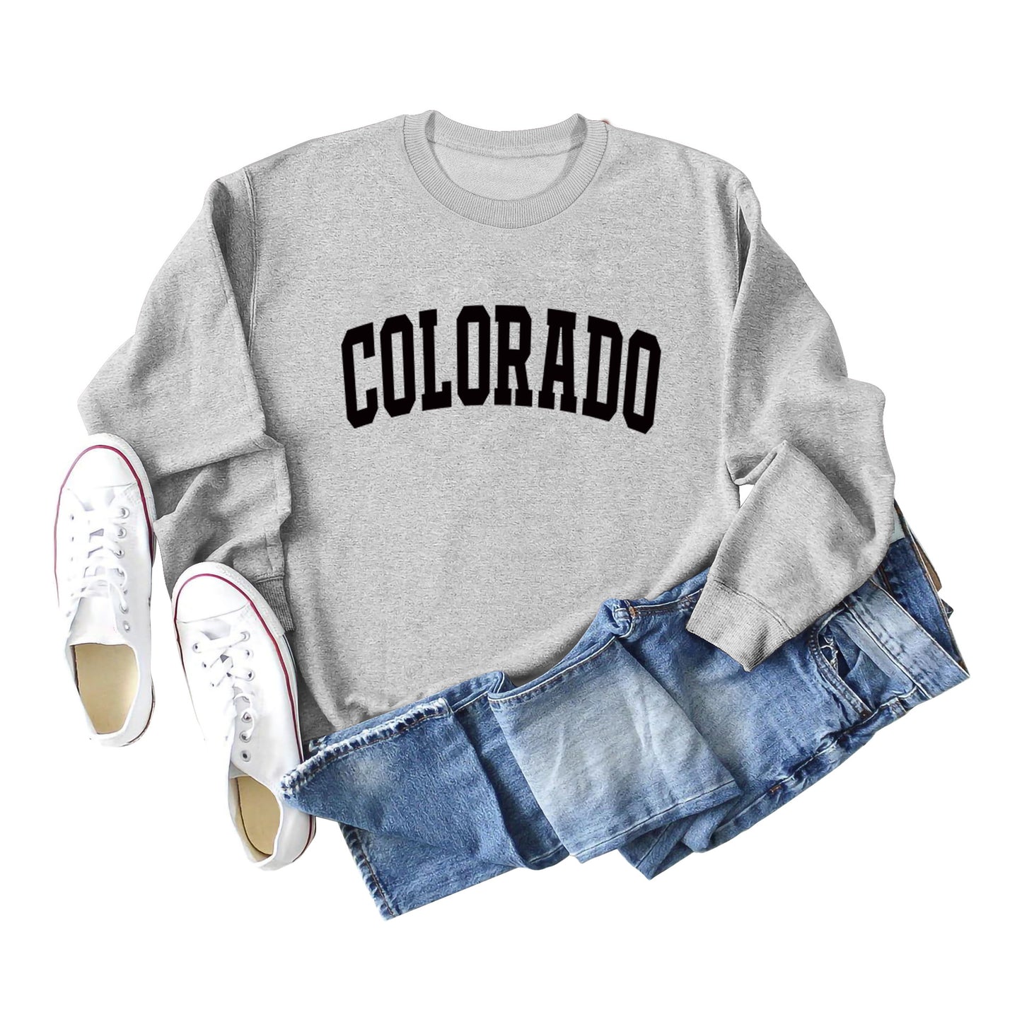 Autumn And Winter Colorado Pattern Letter Printed Casual Long-Sleeved Crew-Neck Hoodie